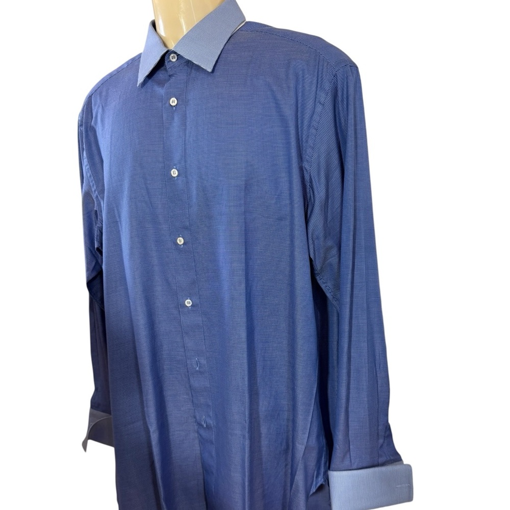 ❌SOLD❌ Brioni Contrast French Cuff Collar Button Up Dress Shirt Blue Mens